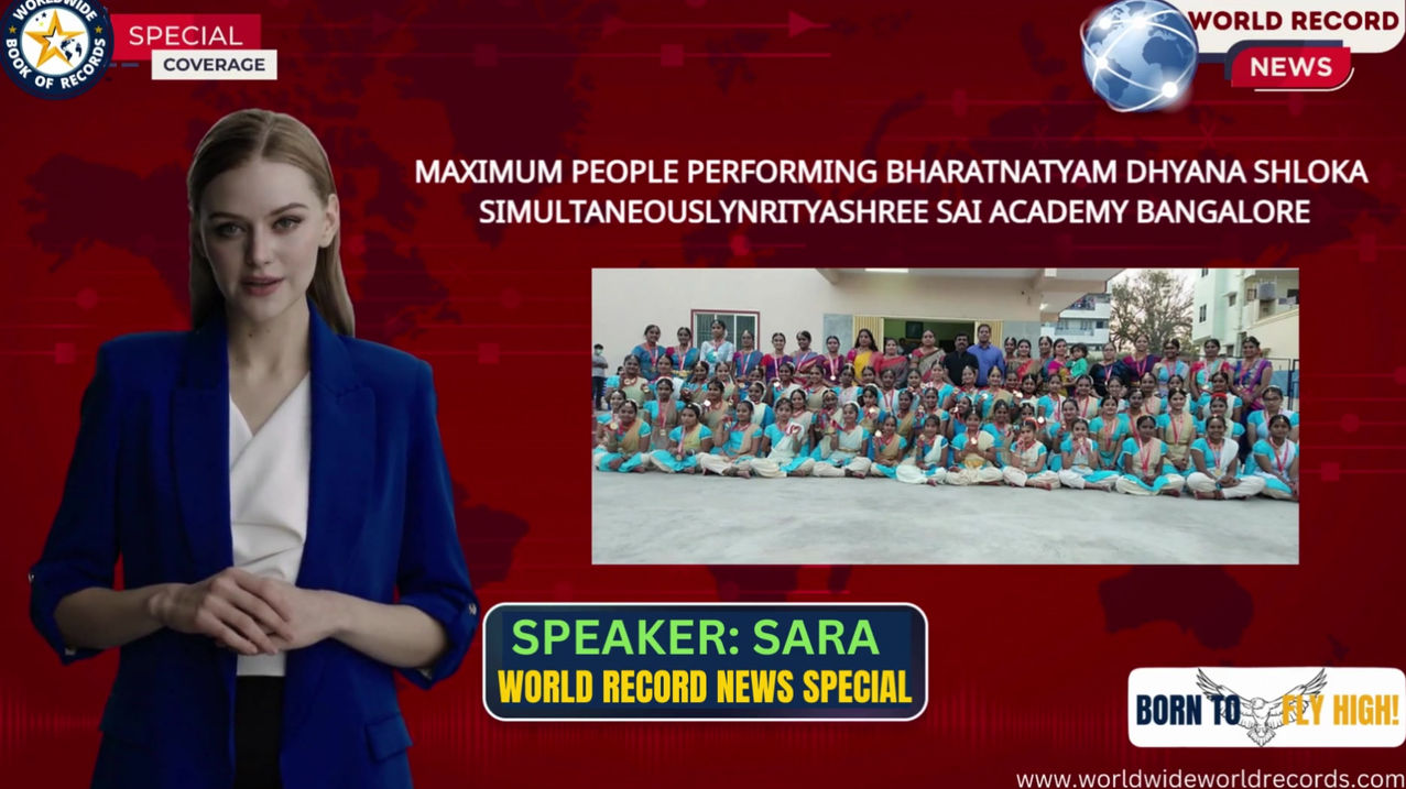 MAXIMUM PEOPLE PERFORMING BHARATNATYAM DHYANA SHLOKA SIMULTANEOUSLY-Nrityashree Sai Academy